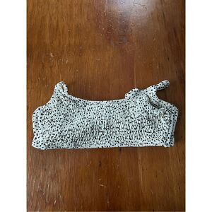 Xhileration cream and black polka dotted bikini top M